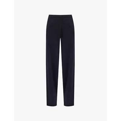 Extreme Cashmere Womens Navy N°353 Relaxed-fit Brushed Cashmere Knitted Trousers