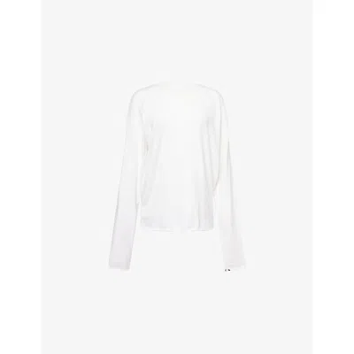 Extreme Cashmere Womens Aries Round-neck Cotton And Cashmere-blend Knitted Jumper Snow