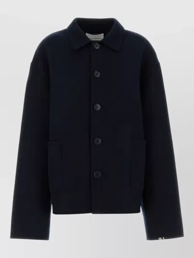 Extreme Cashmere Wool Blend Maker Coat Collared Long Sleeves In Black