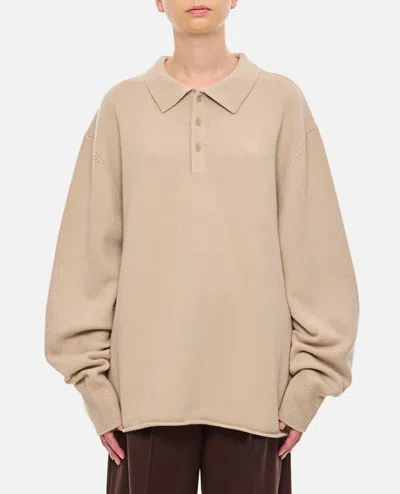 Extreme Cashmere X Marylebone Cashmere Polo Shirt In Beige