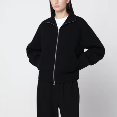 Extreme Cashmere Xtra Cute Cropped Mini Zip-up Cashmere Cardigan In Black