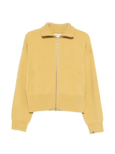 Extreme Cashmere Xtra Cute Zip Collared Cardigan In Yellow