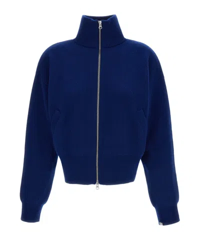 Extreme Cashmere X N.385 Zip-up Jacquard-knit Cardigan In Blue