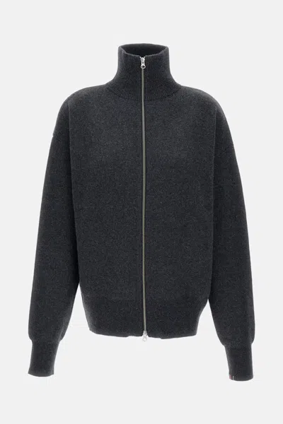 Extreme Cashmere Xtra Out High-neck Zip-front Cardigan In Black
