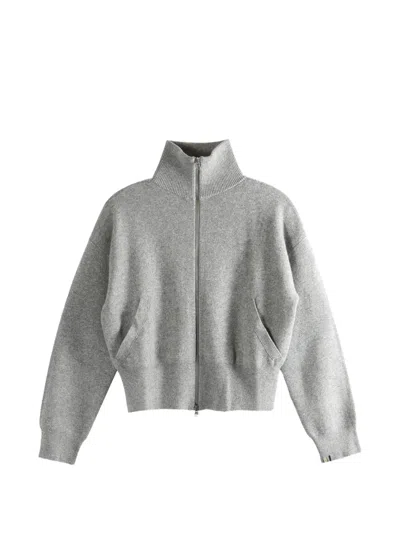 Extreme Cashmere Zip-up Funnel-neck Cashmere Cardigan In Gray