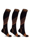 Extreme Fit 3-pack Copper Infused Ankle Length Compression Socks In Multi