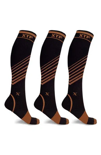 Extreme Fit 3-pack Copper Infused Ankle Length Compression Socks In Multi