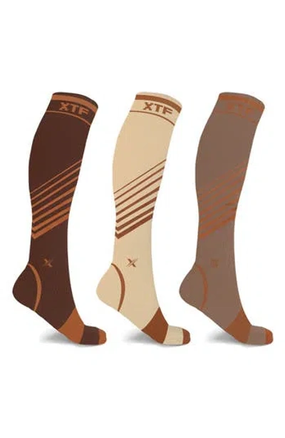 Extreme Fit 3-pack Copper Infused Knee Length Compression Socks In Multi