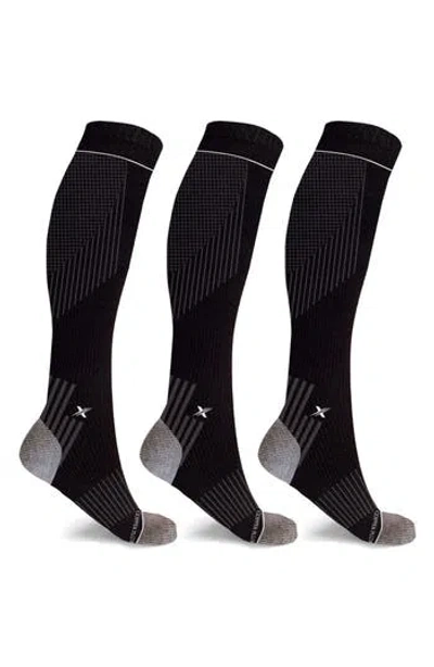 Extreme Fit 3-pack Targeted Support Compression Socks In Black