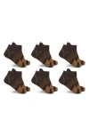 Extreme Fit 6-pack Copper Infused Ankle Socks In Brown/black
