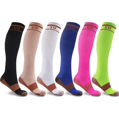 Extreme Fit 6-pack Everyday Copper Infused Compression Socks In Mix