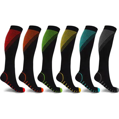 Extreme Fit Gender Inclusive Assorted 6-pack Athletic Graduated Compression Socks In Black Assorted