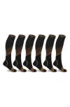 Extreme Fit Pack Of 6 Copper Infused Knee High Socks In Multi