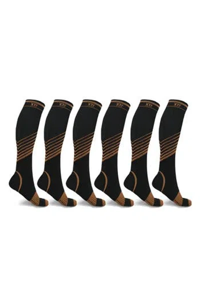 Extreme Fit Pack Of 6 Copper Infused Knee High Socks In Multi