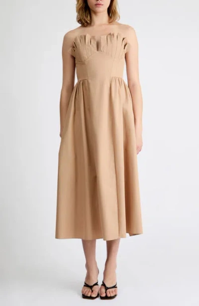 Extro & Vert Carolina Midi Dress In Brown