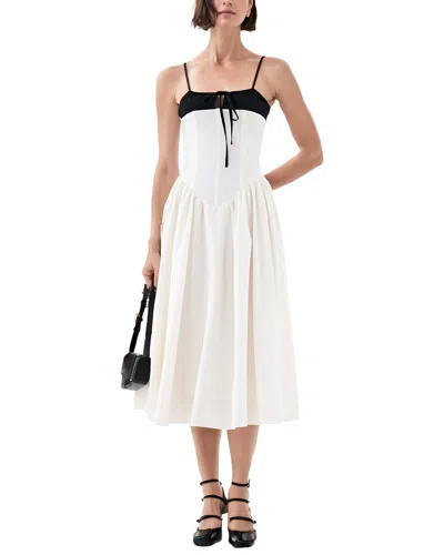 Extro & Vert Corset Top Pleated Midi Dress In White