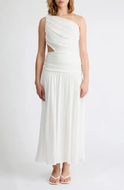 Extro & Vert Delilah One-shoulder Cutout Detail Draped Maxi Dress In White