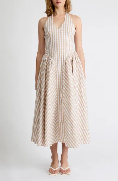 Extro & Vert Elodie Gingham Halter Dress In Multi