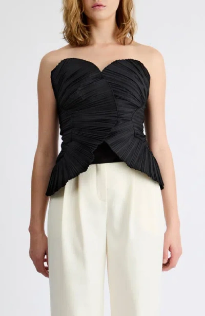 Extro & Vert Grace Plissé Bustier Top In Black