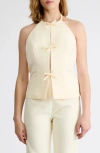 Extro & Vert Imogen Bow Lined Halter Top In Yellow
