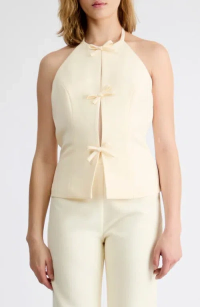 Extro & Vert Imogen Bow Lined Halter Top In Yellow