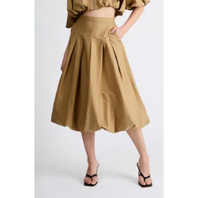 Extro & Vert Indie Bubble Hem Midi Skirt In Brown