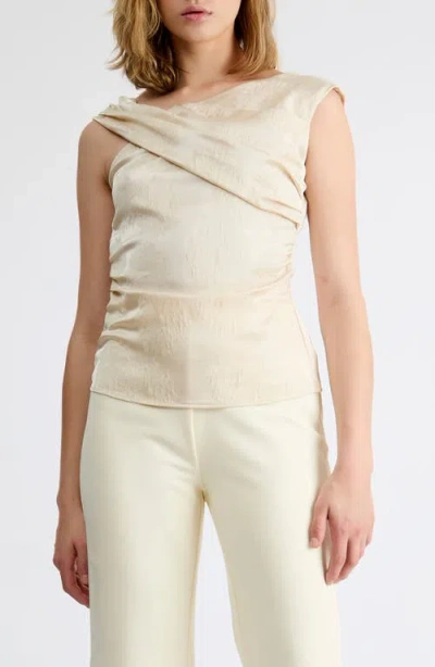 Extro & Vert Isla Satin Asymmetric Neck Top In Neutral
