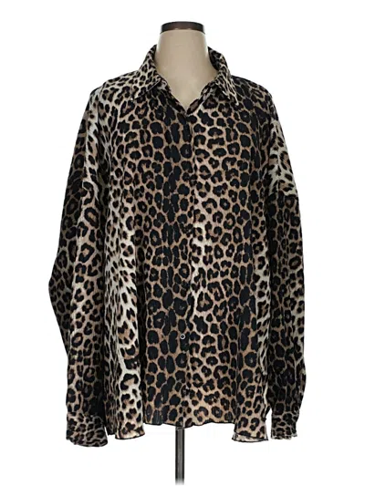 Pre-owned Extro & Vert Long Sleeve Blouse In Brown