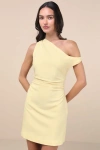 Extro & Vert Nellie Light Yellow Off-the-shoulder Mini Dress In Light Yellow