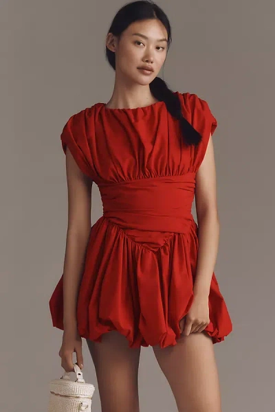 Extro & Vert Orla Sleeveless Pleated Bubble Mini Dress In Red | ModeSens