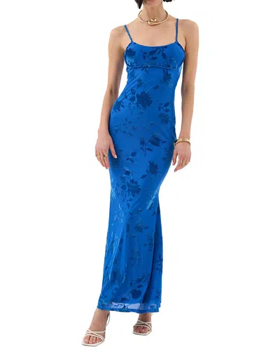 Extro & Vert Strappy Floral Burnout Maxi Dress In Blue