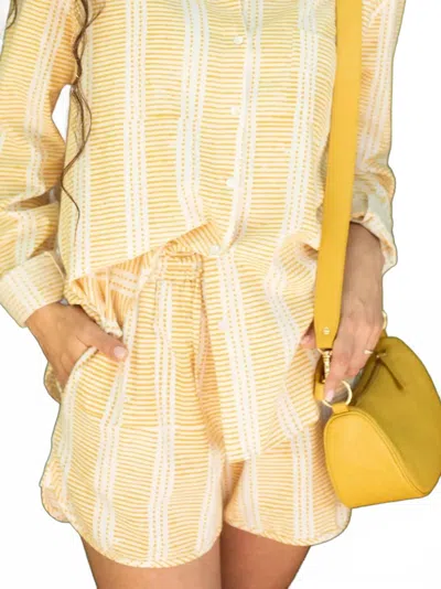Ex-voto Aiden Shorts In Amber Yellow Blockprint