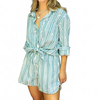 Ex-voto Aiden Shorts In Clear Sky And Daphne Blue Stripes
