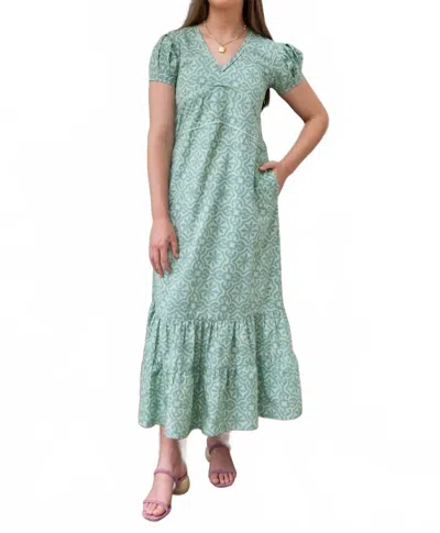 Ex-voto Poplin Meg Ankle Dress In Smoke Green