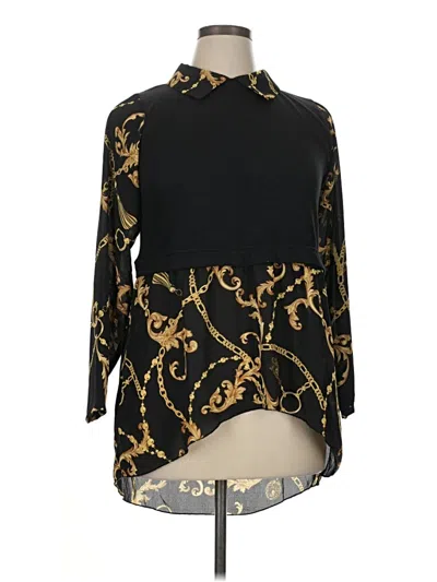 Pre-owned Eye Candy 3/4 Sleeve Blouse In Black