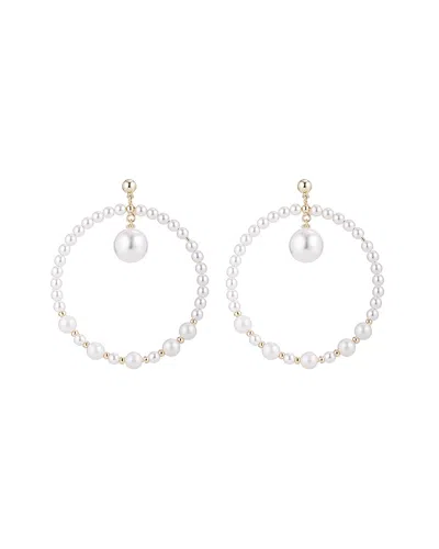 Eye Candy La 14k Plated Anna Freshwater Pearl Loop Earring In Silver
