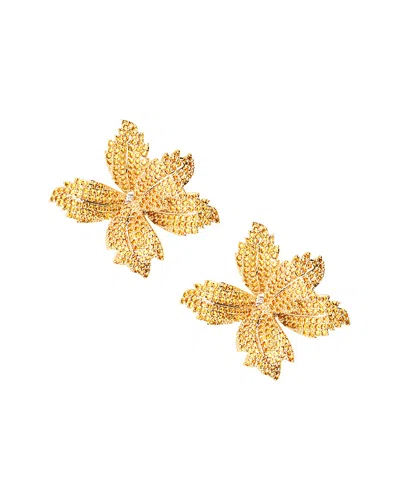Eye Candy La 14k Plated Cz Leaf Floral Earrings
