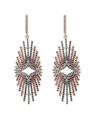 Eye Candy La 14k Plated Cz Multi Color Ashley Drop Earrings