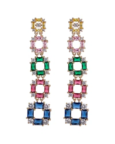 EYE CANDY LA EYE CANDY LA 14K PLATED CZ MULTICOLORED CUBE DROP STATEMENT EARRING