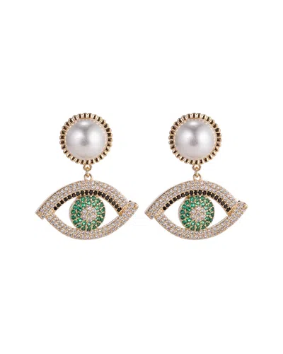 Eye Candy La 14k Plated Cz Pearlescent Green Eye Drop Earring