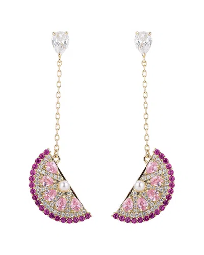 Eye Candy La 14k Plated Sweet Watermelon Cz Crystal Drop Earring