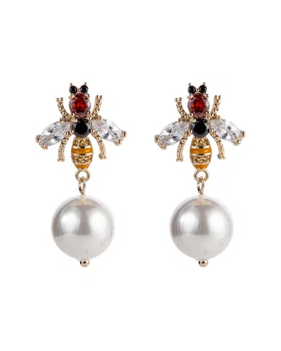 Eye Candy La 18k Gold Plated Cz Crystal Bee Drop Earring With F