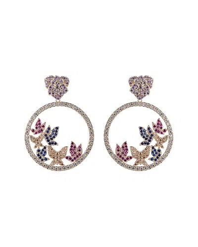 Eye Candy La 18k Gold Plated Cz Crystal Butterfly Earrings
