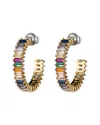 Eye Candy La 18k Gold Plated Huggie Cz Crystal Rainbow Earring