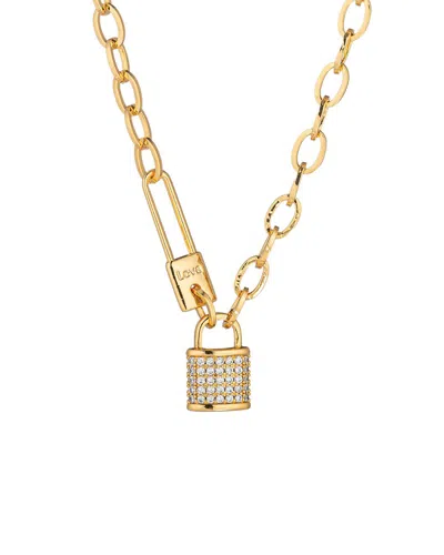 Eye Candy La 18k Gold Plated Lock Necklace With Cubic Zirconia
