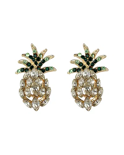 Eye Candy La 18k Plated Crystal Yellow Pineapple Studs