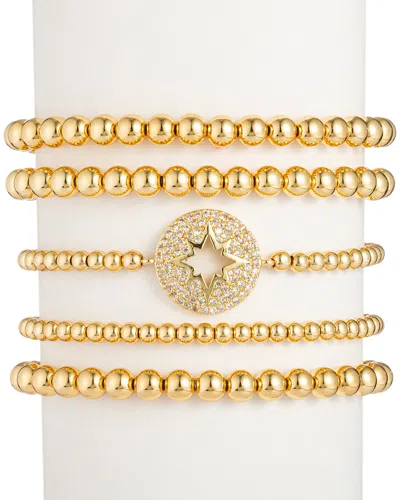 Eye Candy La 18k Plated Cz Crystal Northstar Stretch Bracelet