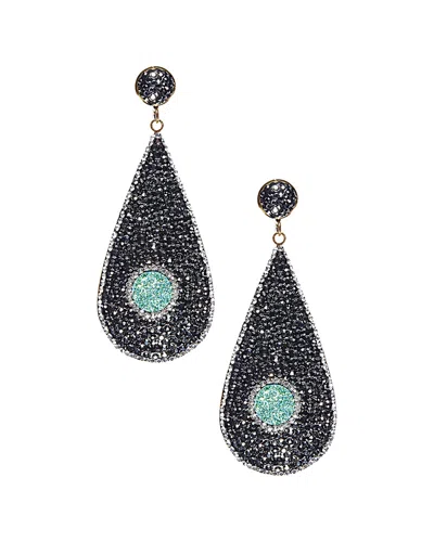 Eye Candy La 5 O'clock Sparkling Teal Drusy And Hematite Stones