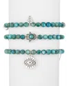 Eye Candy La Agate Hamsa + Evil Eye 3pc Bracelet Set