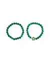 Eye Candy La Women's Luxe Fleur 2-piece Agate & Cubic Zirconia Beaded Bracelet Set